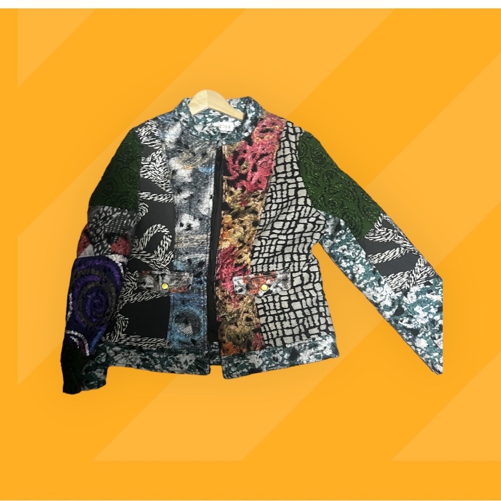 Tapestry Jacket W Patchwork Pattern Print Size La… - image 3